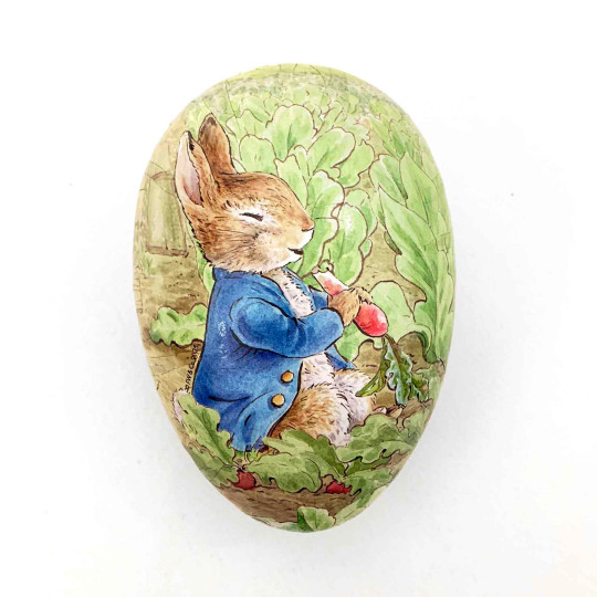 4-1/2" Peter Rabbit in Vegetable Patch Papier Mache Easter Egg Container ~ Germany